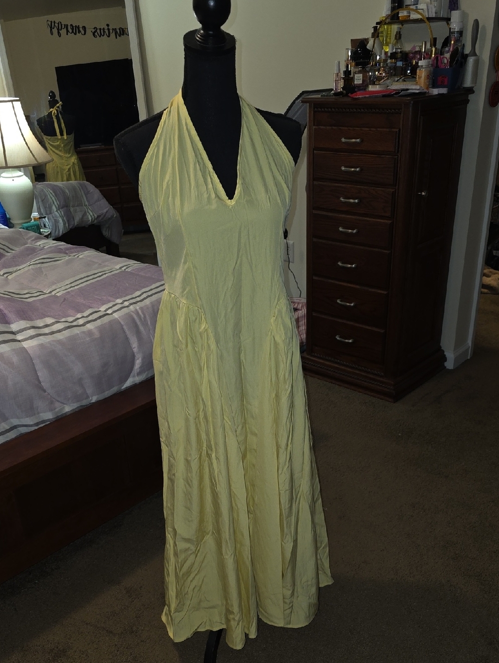 Yellow Halter Maxi Dress - Lightweight Summer Style
